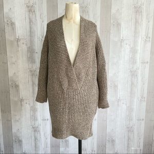 TICCA Japan v neck wool sweater brown chunky dress long M